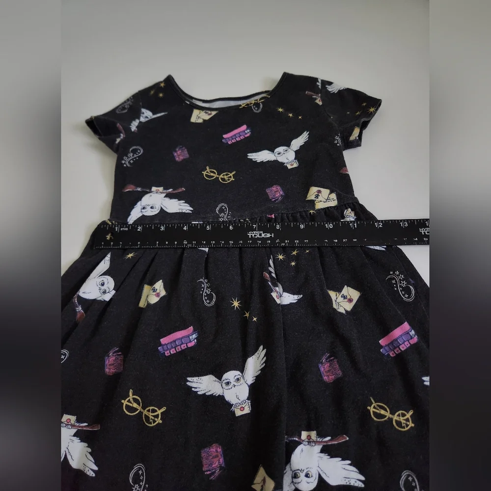 Harry Potter Hedwig Owl Letters Dress Black Halloween Short‎ Sleeve Girls XS 4/5